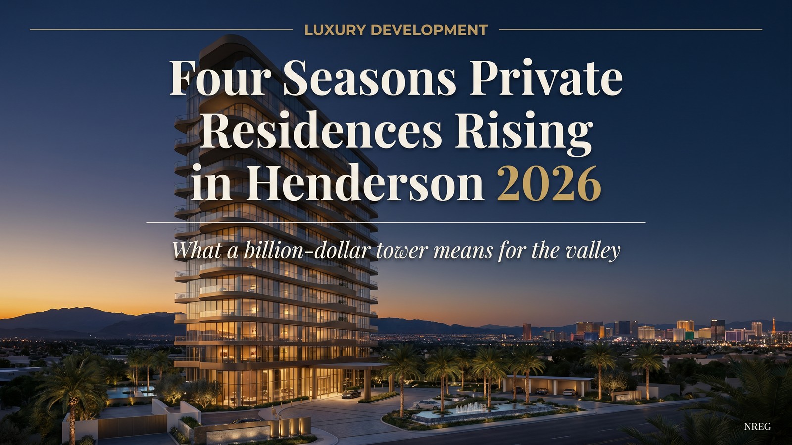 Guard-gated luxury homes in the Las Vegas valley at golden hour