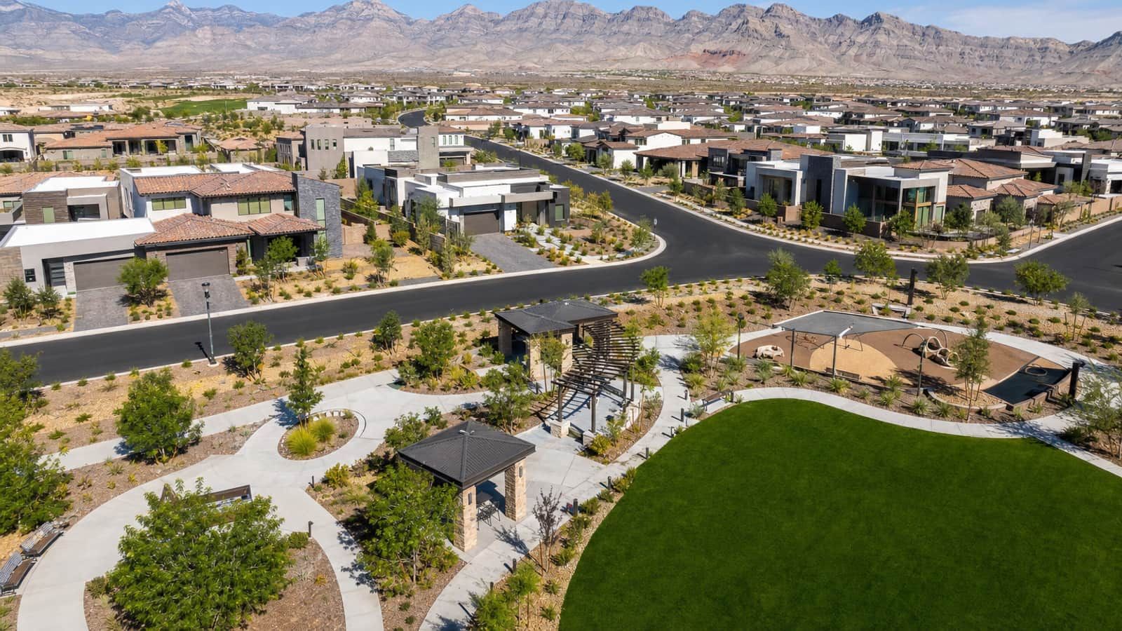 New-construction homes in the Villages at Tule Springs master plan on the far-north edge of North Las Vegas